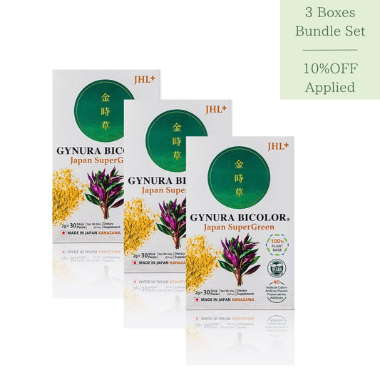 GYNURA BICOLOR - Japan SuperGreen - 3 Boxes Bundle Set (90 sticks) - 3 month supply